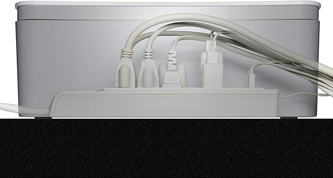 UT Wire in-Box Extra Large Cable Organizing Management Box for Under Desk Surge Protector Concealer White