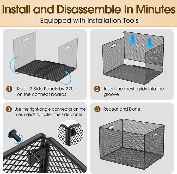 MaxGear Hanging File Organizer Box, Metal Mesh File Folder Storage Box for Letter Legal Size, Black Filing Box for Hanging File Folders, Hanging Folder Organizer for Desk, Office, School, Home, 2 Pack