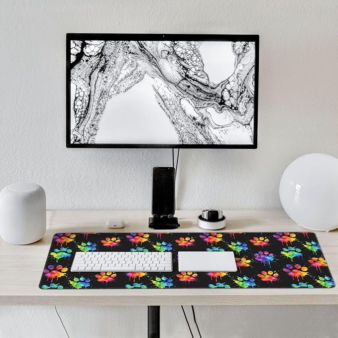 Cute Dog Paws Large Mouse Pad & Desk Mat Extended Mousepad with Stitched Edges Non-Slip Rubber Base Laptop Computer Keyboard Pad for Gaming, Office & Home Decor, XXXL - 35.4" X 15.7"