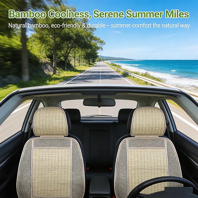 Autopeck Cooling Car Seat Covers Protector Cushion Standard Size Full Air Flow Ventilated Cover Pad Mat Breathable for Car Seat Driver Auto Chair Pads (Bamboo hue)