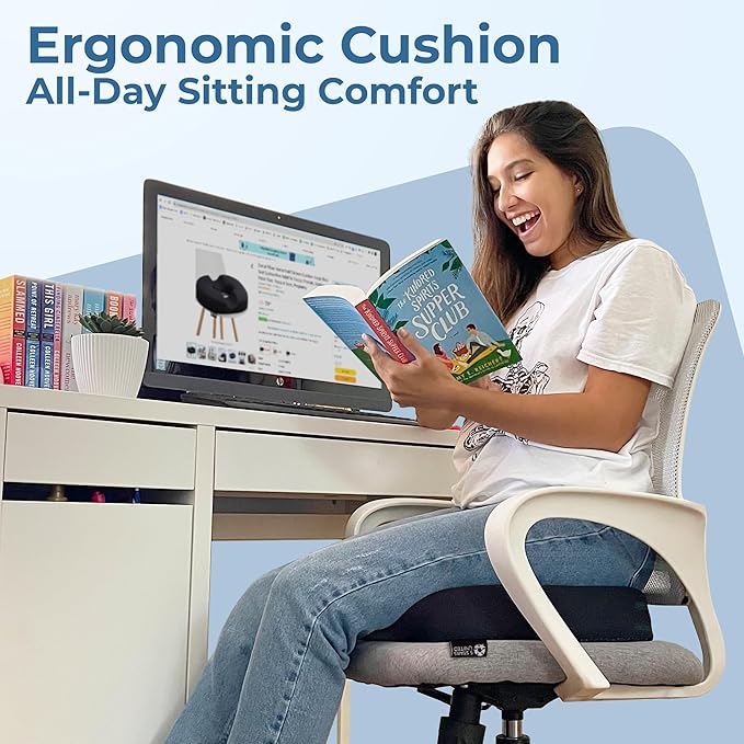 5 STARS UNITED Donut Pillow Hemorrhoid Tailbone Cushion โ Large Floor Cushion for Pain Relief โ Coccyx, Prostate, Sciatica, Pelvic Floor, Pressure Sores, Pregnancy, Postpartum Recovery, Black