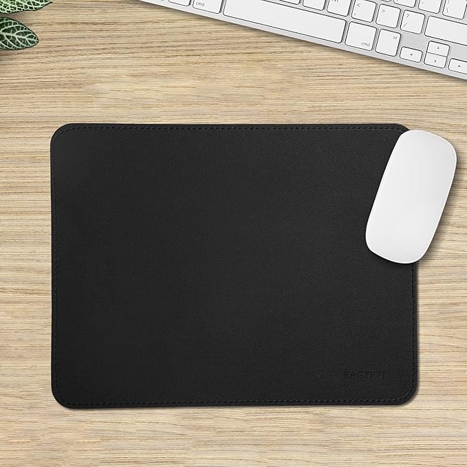 Double-Sided PU Leather & Cork Mouse Pad with Coaster โ Reversible, Non-Slip, Stitched Edges for Office & Home, 8x11 Inches,(Black)