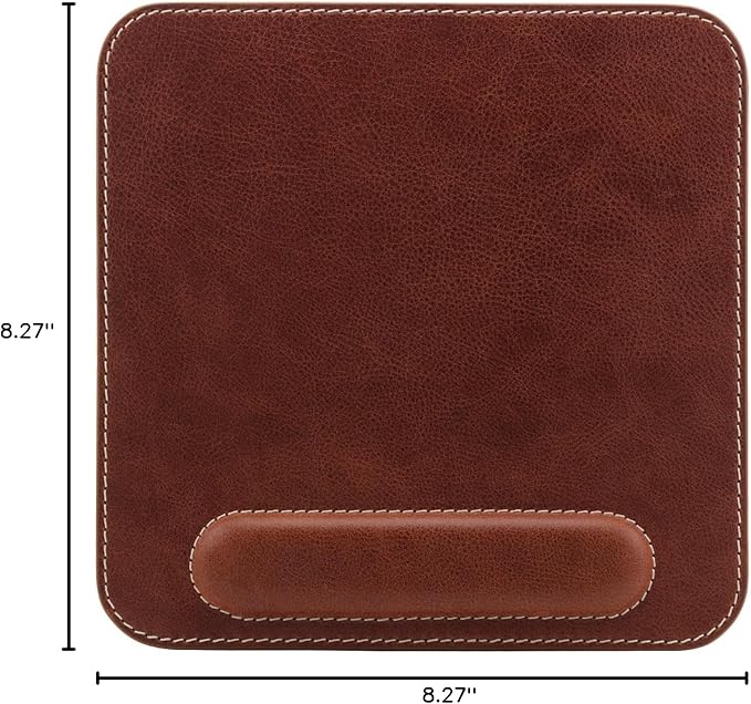 Londo Top Grain Leather Mouse Pad with Wrist Rest – Ergonomic Support, Non-Slip Base, Smooth Surface
