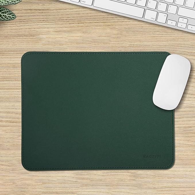 Double-Sided PU Leather & Cork Mouse Pad with Coaster โ Reversible, Non-Slip, Stitched Edges for Office & Home, 8x11 Inches,(Blackish Green)
