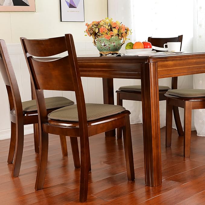 Shinnwa Kitchen Seat Cushions Set of 6, Non Slip Dining Chair Cushions, U-Shaped Indoor Chair Pads, 6 Pack, 15 x 16 Inches, Brown