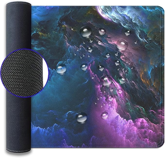 Colorful Galaxy Mouse Pad Desk Pad, 27.5x11.8 in Large Sky Mouse Mat Extended Keyboard Mousepad with Stitched Edges, Waterproof Non-Slip Rubber Base for Office Computer Laptop Home