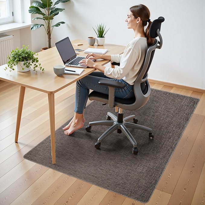 Wansimoo Office Chair Mat for Hardwood and Tile Floor, 40"x55" Floor Mat, Heavy Duty Computer Gaming Chair Mat, Anti-Slip, Non- Curve, Desk Chair Mat,Floor Protector for Home Office(Coffee)