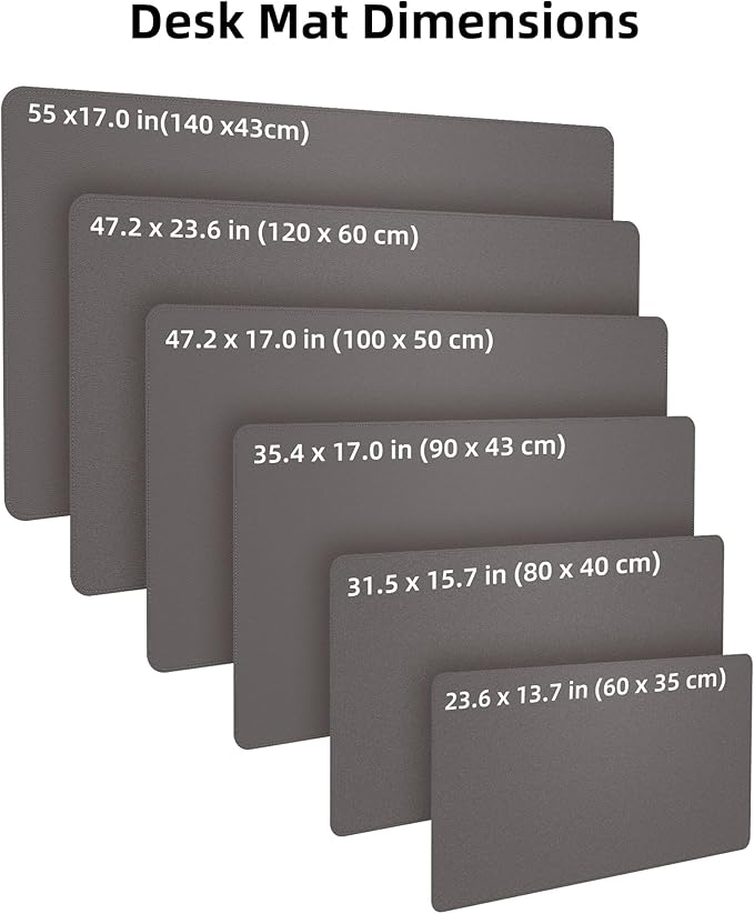 Desk Pad Mat 23.6"x13.7" - Waterproof Mouse Pad & Desk Protector, Non-Slip PU Leather for Gaming Keyboard/Mouse, Stitched Edge XL Office Desk Pad with Ergonomic Support(Dark Grey)