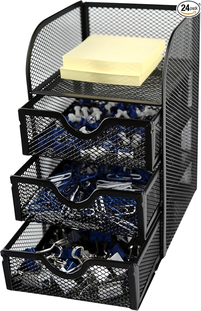 Huron Desktop Mini 3-Drawer Supplies Organizer (1/4/24/96) (24 pc)