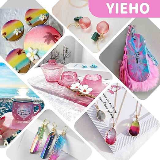 YIEHO UV Resin 1500g -Bulk Upgraded Crystal Clear Hard UV Fast Curing Epoxy Resin Supplies for Craft Jewelry Making with Sticks and Gloves
