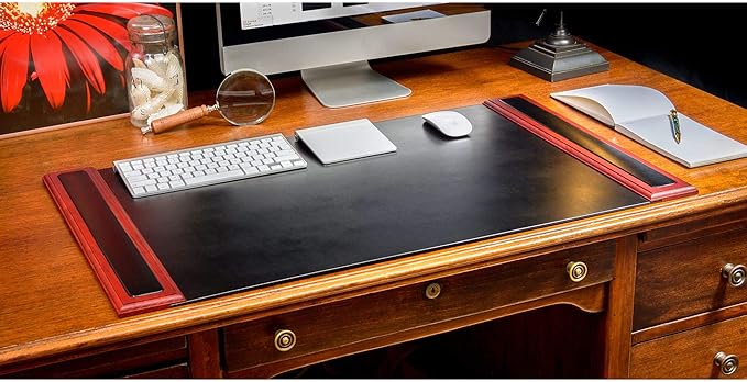 Dacasso Rosewood and Leather Desk Set, 3-Piece (D8037)