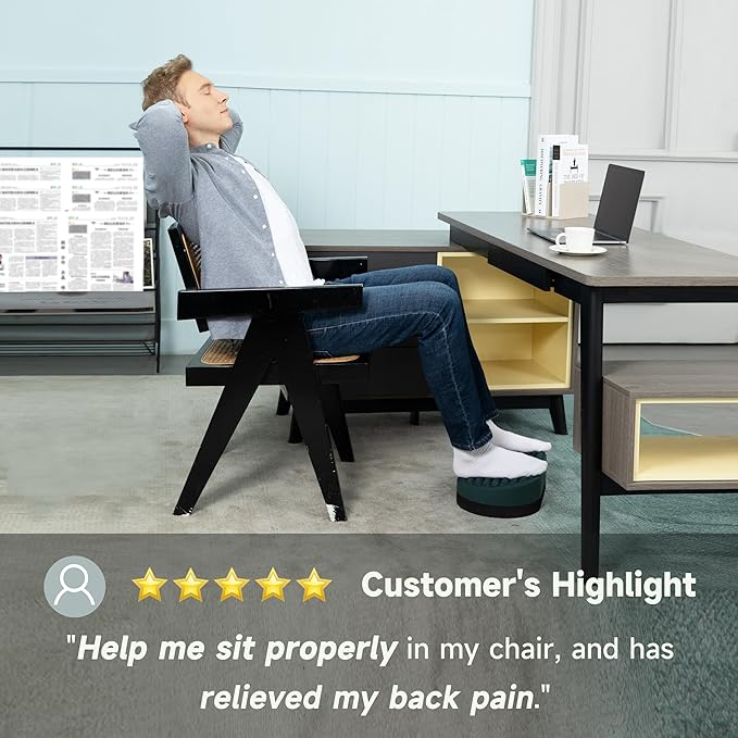 Foot Rest for Under Desk at Work, Home Office Foot Stool, Ottoman Foot Massager for Plantar Fasciitis Relief, Soft Silicone Footrests, Anti-Fatigue (Blue)