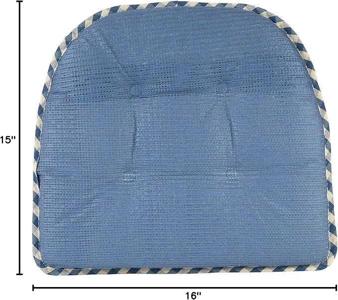 Non-Slip Chair Cushions, Assembled in USA, U-Shaped Skid-Proof Seat Pads for Dining Room, Kitchen, Office, 15"x16"