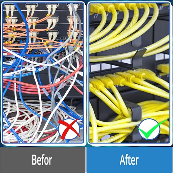 Server Rack Cable Management D-Ring Hooks 6 PCS of 1.7 x 2.7in - Network Rack-Mount Cord Organizer Ring Set for Power Cords, Fiber Optic or Network Patch Cables (5DRing)