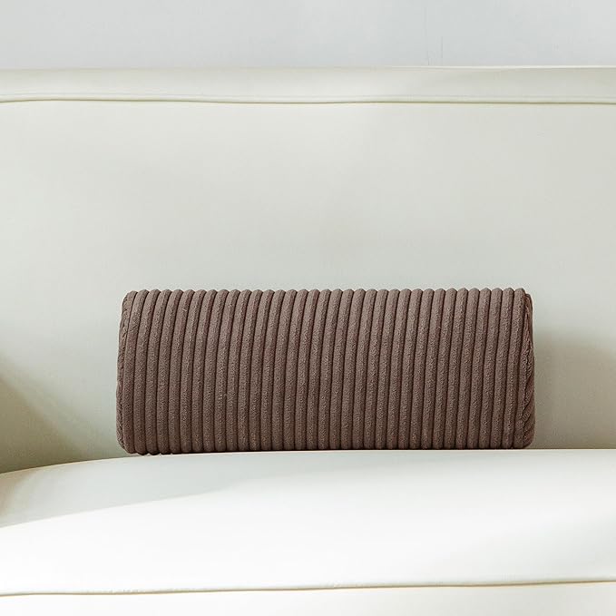 Lumbar Roll Lumbar Support Pillow for Office Chairs, Cars, and Gaming Chairs, Back Cushion with Washable Cover & Adjustable Strap to Relieve Back Pain and Improve Posture, 10.5"x5.5"x5", Brown
