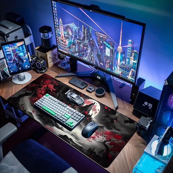 Gaming Mouse Pad Desk Pad XL Large Mouse Mat Office Decor Accessories (Dark Moon)
