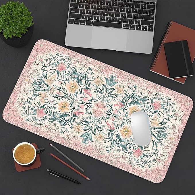 Desk Mat Large Mouse Pad, Non-Slip PU Leather Gaming Mousepad Keyboard Mouse Mats Desk Pads 31.5"x15.7" for Work Office Decor Gifts Watercolor Pink