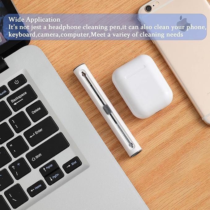 2Pcs Earbud Cleaning kit, Multi-Function Cleaning Pen with Soft Brush Flocking Sponge,Suitable for Bluetooth Headset, Charging Box, Mobile Phone, Earbud