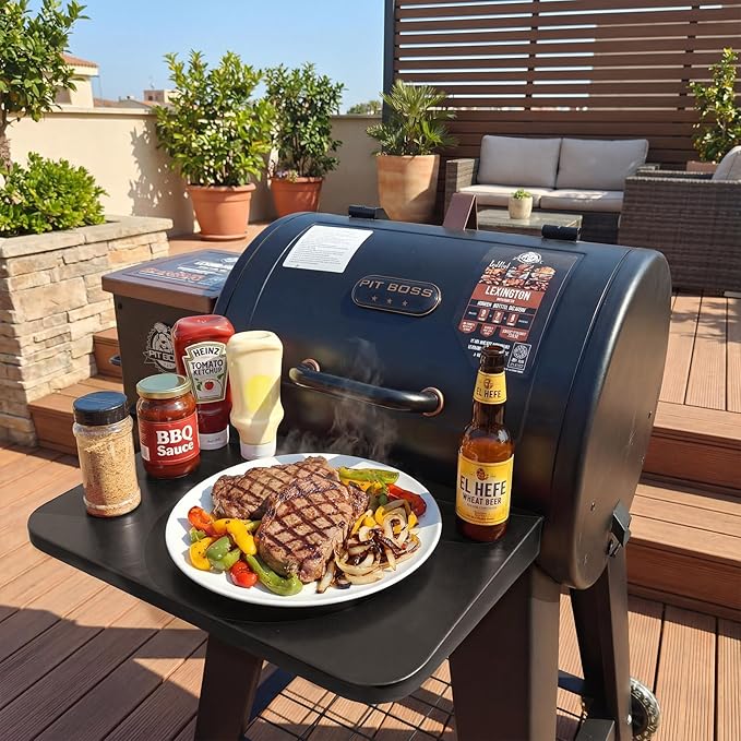 Utheer Folding Front Shelf for Pit Boss Lexington 500 Onyx Pellet Grill, Heavy Duty Steel BBQ Prep Table 19.4" x 12.3", Space Saving Front Grill Shelf, Pit Boss Lexington Accessories