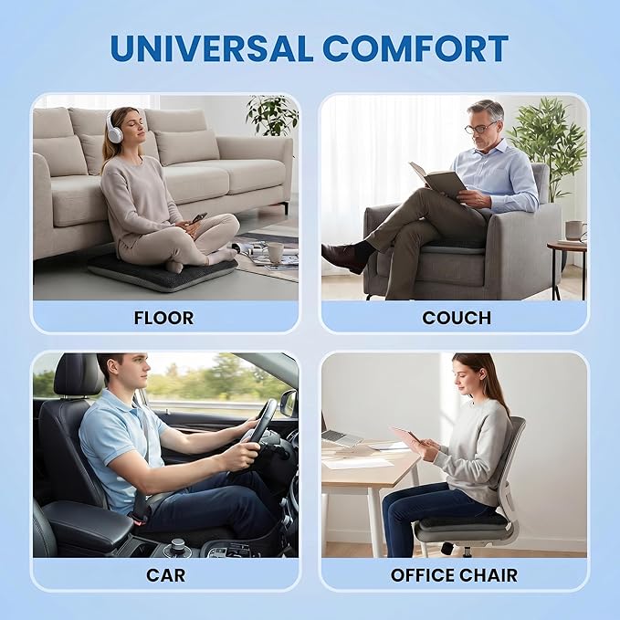 Ganondorf Extra Large Recliner Seat Cushion for Elderly Tufted Furry Booster Foam Cushion, Pressure Relief for Long Sitting Orthopedic Chair Cushion for Recliners Office Chairs, Black