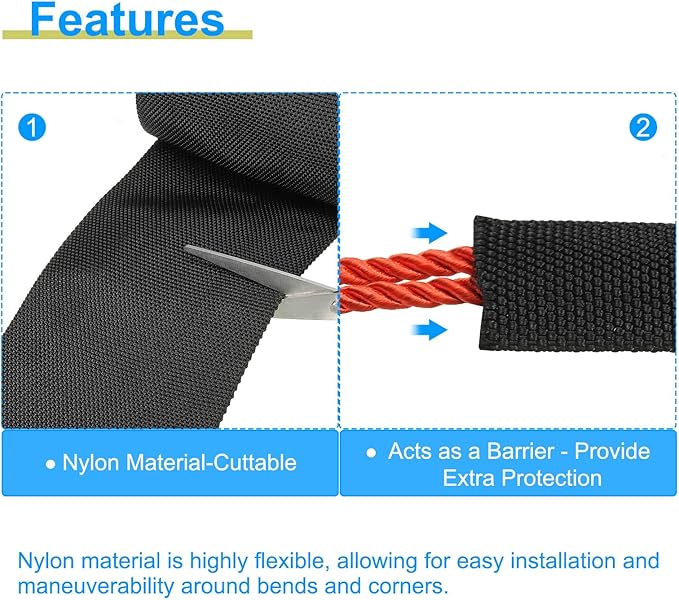 PATIKIL 2.8" Dia 6.5FT Nylon Protective Hose Sleeve, Cable Cover Sheath Protection for Welding Tig Torch Hydraulic Hose, Black