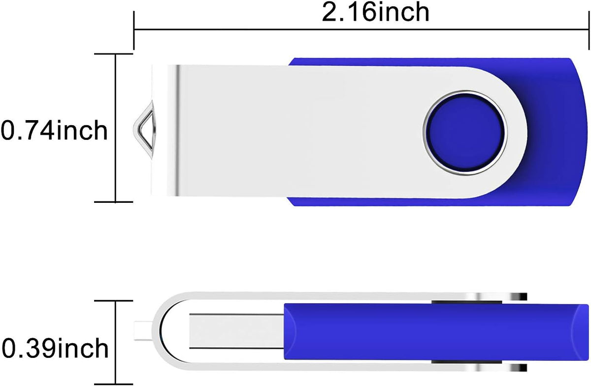 10 Pack 64GB USB 2.0 Flash Drive Thumb Drive, Blue