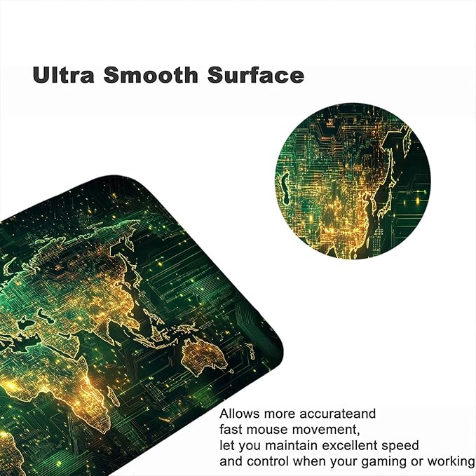 Circuit Board Diagram Desk Mat Fantastic Interesting Large Gaming Mouse Mat with Stitched Edges,Non-Slip Waterproof Rubber Base Mous Mat 31.5"x11.8" Office Computer Keyboard Laptop Home