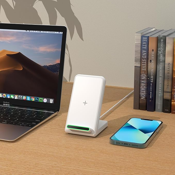 Wireless Charger Stand for Samsung, Fast Wireless Charging Stand for Apple iPhone, for Samsung Galaxy S22/S21/S20, for Google Pixel, for LG and All Qi-Enabled Devices (White)