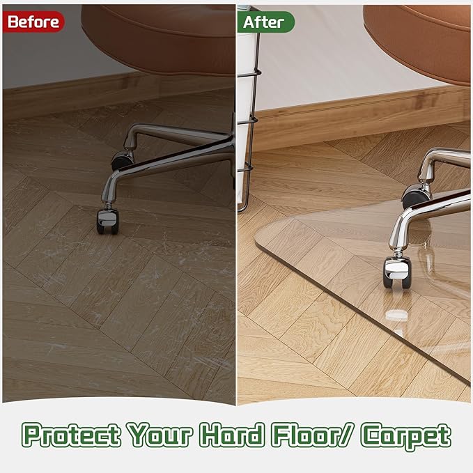 PET Office Chair Mat for Carpet - 36" X 48'' X 0.2" Thick Clear Shatterproof Office Chair Mat, Easy to Unroll and Lay Flat, Superior Glide, Heavy Duty Protection for Office Home Hardwood and Carpets