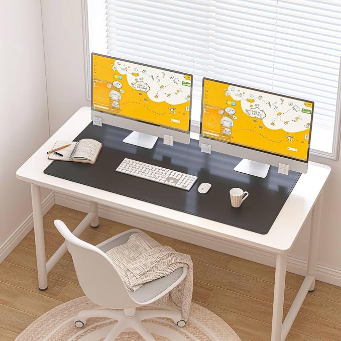DAWNTREES Desk Mat for Desktop,PU Leather Desk Pad Protector,Non Slip, Large Mouse Pad and Keyboard Mat, Waterproof Writing Pad for Office and Home (Black,39.4''x19.7'')