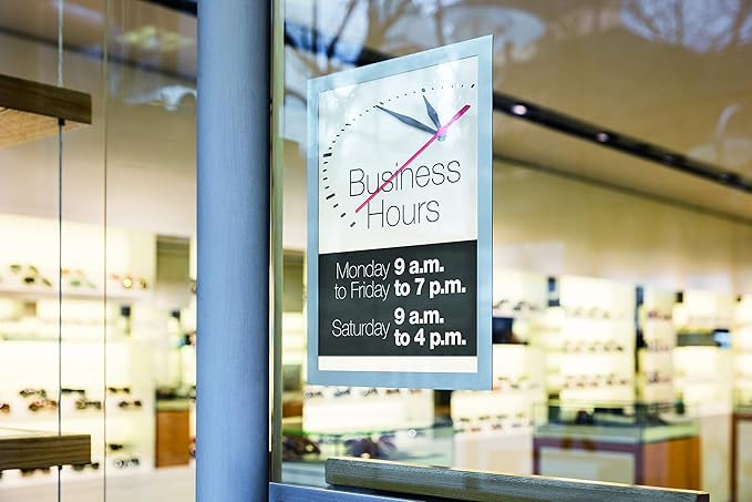 Durable Duraframe Self-Adhesive Sign Holder - Letter-Size 8.5" x 11" Inch - Silver Magnetic Frame - Pack of 2