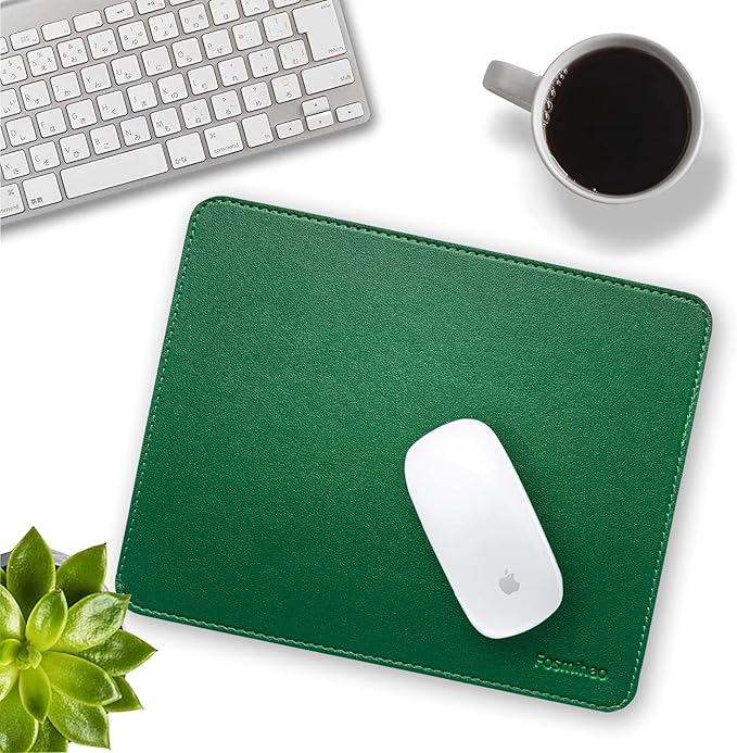 Leather Double Side Mouse Pad With Stitched Edge - Waterproof Ultra Thin for Computers, Laptop, Office & Home, 10.2 x 8.3 Inch, 1 Pack (Dark Green)