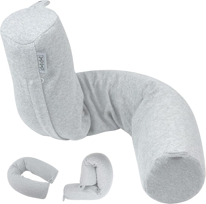 Dot&Dot Twist Memory Foam Travel Pillow for Airplane, Car and Home, Bendable Neck Pillow, Airplane Pillow for Neck Support, Chin, Lumbar and Leg, Adjustable Neck Roll Pillow