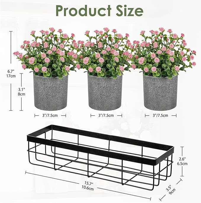 DILATATA Baby's Breath Artificial Flowers Table Centerpiece Decoration Potted Artificial Babys Breath Small Fake Plants for Shelf Desk Home Decor Fake Pink Babys Breath Flower with Vase