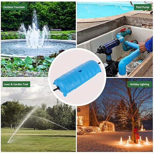 Flemoon Outdoor Extension Cord Safety Cover with Waterproof Protector Seal, Weatherproof Electrical Connection Box for Outdoor Outlets, Plugs, Sockets, Holiday Decorations, Power Tools, Blue