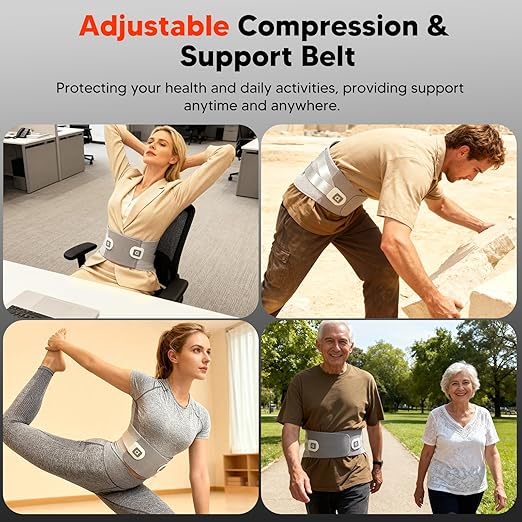Arboleaf Heated Back Brace for Sciatica Relief - Adjustable Lumbar Support Belt with Detachable Heat Pad & Dual Support Bars (Soft/Hard) - Lower Back Pain Relief for Men & Women, Size M (Waist 24"-33")