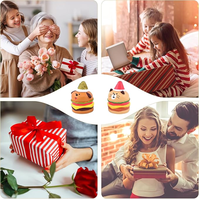 RAQWI Hamburger Cat Figurines Miniature Fast Food Accessories for Office, Home Decoration Perfect for Desk Decor