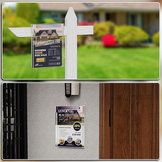 Outdoor Permit Brochure Box,Real Estate Flyer Box Waterproof with Lid-Take One Document Holder Can Hold 180, 8.5 x 11 Documents, Flyers & Brochures or Other Outdoor Marketing Needs
