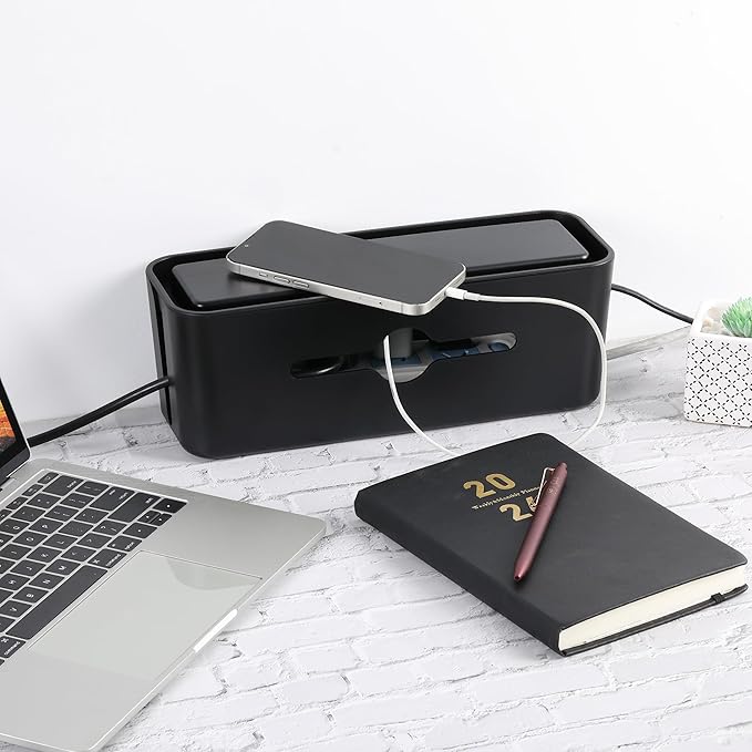 Bates- Cable Management Box, Small, Cable Organizer Box, Cord Organizer Box, Cable Box Organizer, Cord Management Box, Cord Hider Box, Cord Box for Wires on Floor, Power Strip Cover Box Baby Proof