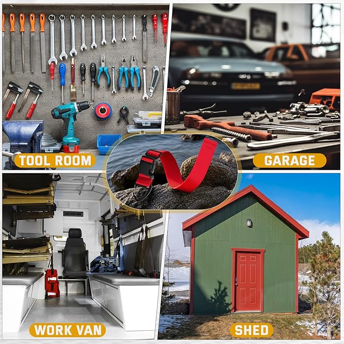 6 Pack 17 Inch Adjustable Extension Cord Holder Organizer with Triangle Clips for Garage Organization and Storage Heavy Duty Extension Cord Hanger for Men Workshop (Red & Blue & Yellow)