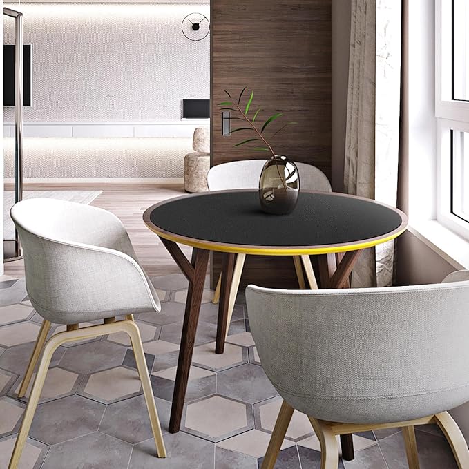 CENNBIE 30/24/20/18 Inches Round Table Mat - Cork Leather Table Pad - Suitable as Side Dining Coffee Table Cover Protector (Black)