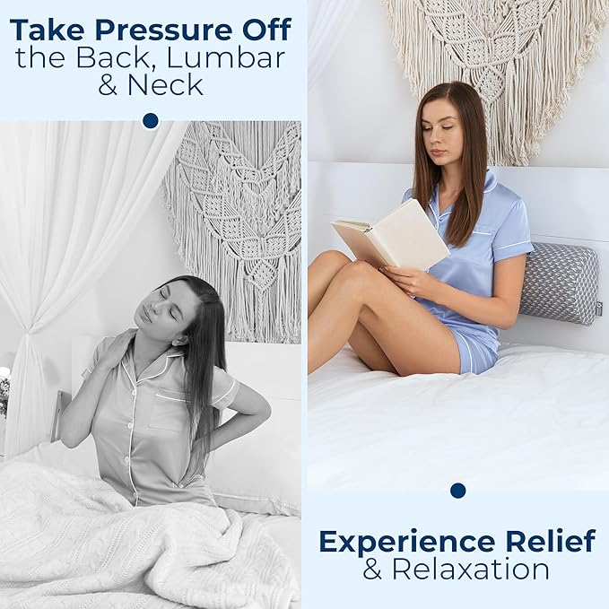 5 STARS UNITED Knee Pillow for Back Sleeping โ Half Moon Bolster Pillow for Legs, Under Knee Pillow for Sleeping on Back, Memory Foam Leg Pillow for Back Pain, Gray