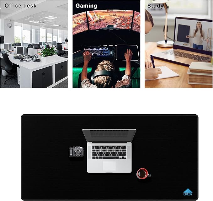 Cacoy 48'' x 24'' XXL Large Gaming Mouse Pad, Extended Computer Mouse Pad, Special-Textured Surface Mouse Mat Optimized for Speed and Control, Non-Slip Desk Matt for Desktop with Stitched Edges, Black