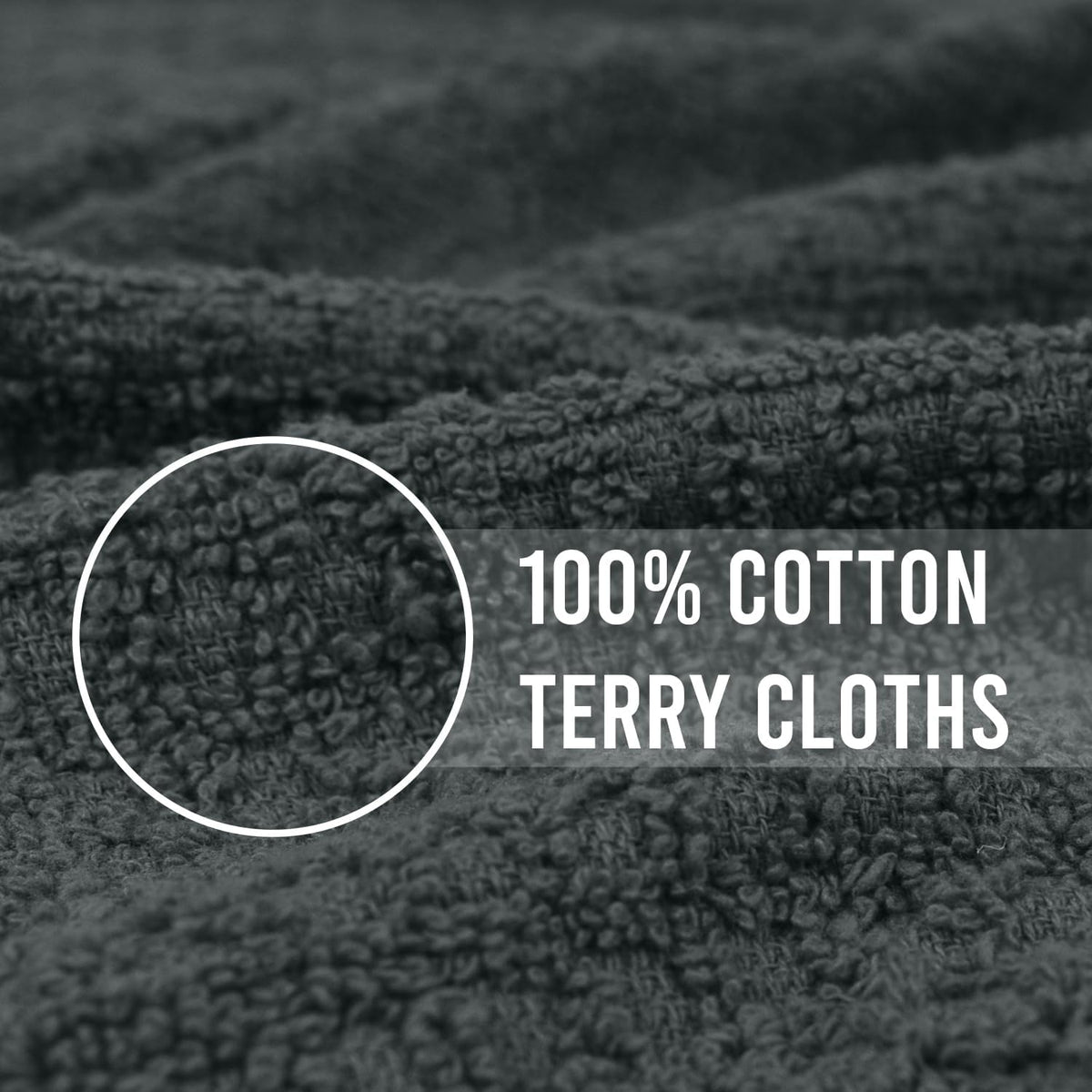 Premium Dish Cloth 100% Cotton 12X12 Inches |Pack of 8|- Grey | Terry Kitchen Towels Ultra Soft Tea Towels-Highly Absorbent Kitchen Rags-Terry Dishcloth for Kitchen and Household Cleaning