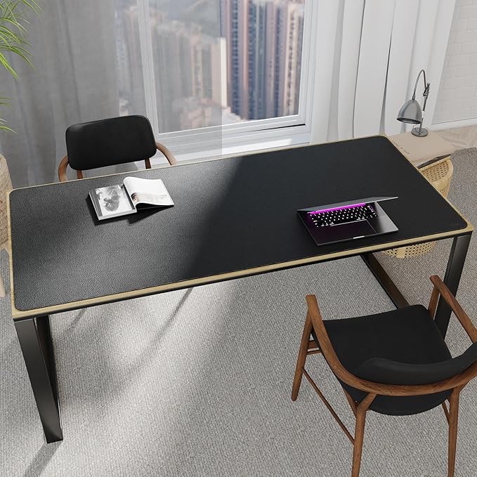 Vyaaa 70.8"x31.5" PU Leather Large Desk Mat (Black) - XXL Extended Mouse pad, Office Desk Protector, Non-Slip Computer Desk pad for Office, Gaming, Home