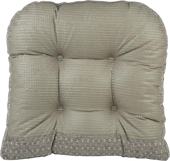 Klear Vu Gripper Overstuffed Universal Non-Slip Dining Chair Cushions for Kitchen Decor or Office Use, U-Shaped Skid-Proof Seat Pad, 15x15 Inches, 4 Count (Pack of 1), Ditzy Dot Dove Gray