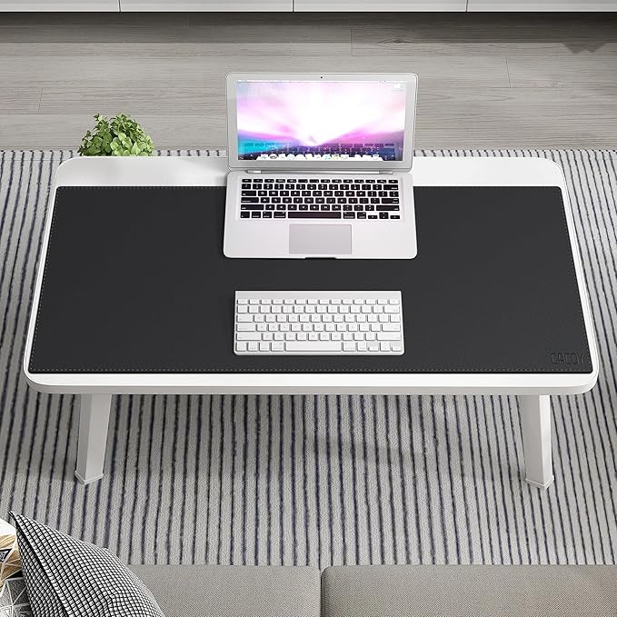 Cacoy 40" x 16" Leather Desk Mat for Home Office, Large PU Leather Desk Pad Protector, Waterproof & Scratch Resistant Computer Keyboard Mouse Mat, Office Desk Accessories Desk Matt for Desktop (Black)