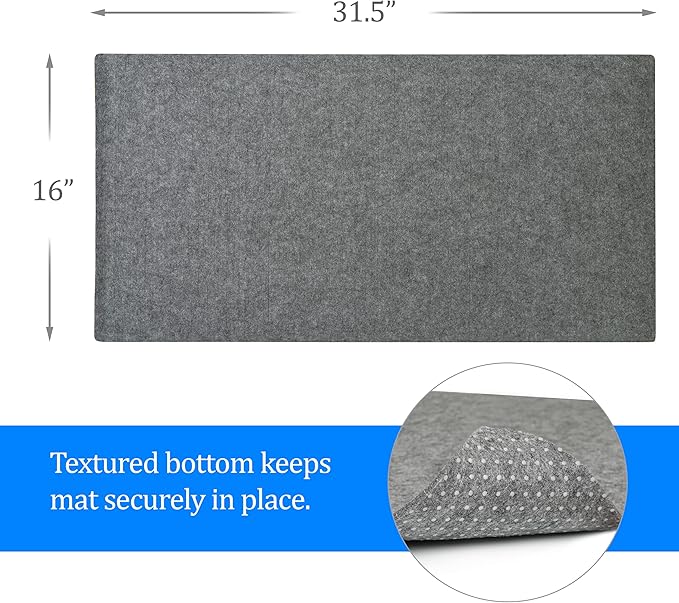 Felt Desk Pad- 31x16 with Non-Slip Backing (Dark Gray)