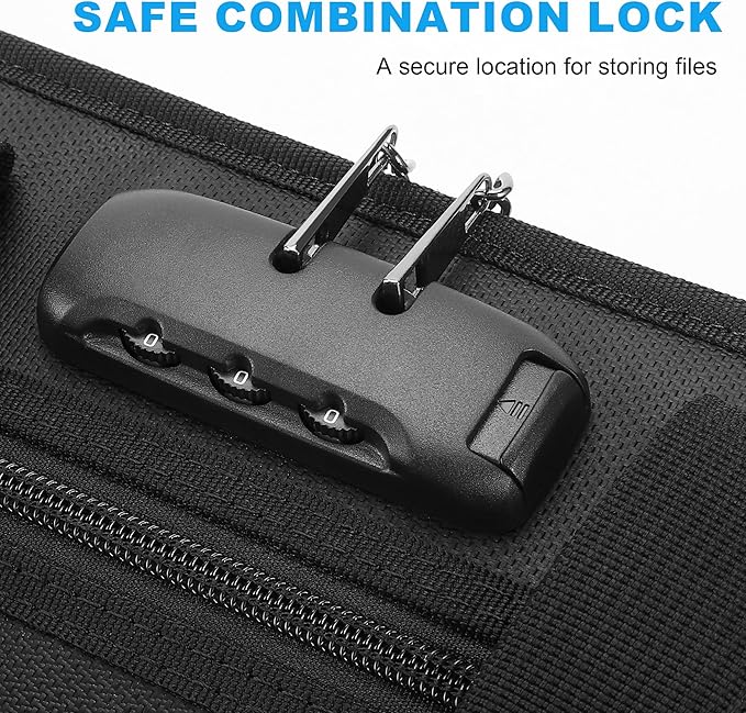 Hontom Fireproof Accordion File Organizer with Lock, 13 Pockets Expanding File Folder with Handle, Portable Business Document Organizer with Secure Storage for Letter A4 Files