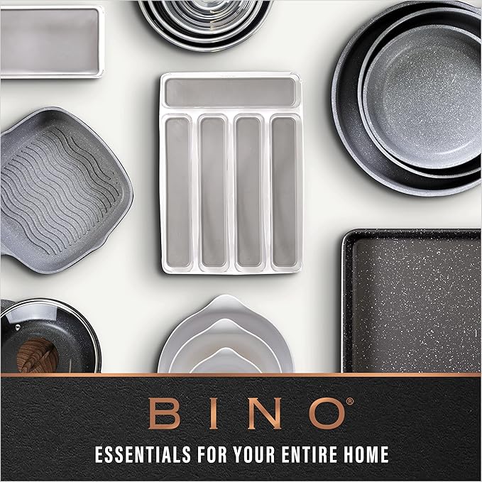 BINO | Plastic Storage Bins, Medium | THE HANDLER COLLECTION | Multipurpose Organizer Bins | Kitchen Pantry Organizers and Storage | Clear Containers for Organizing Home | Freezer Organizer